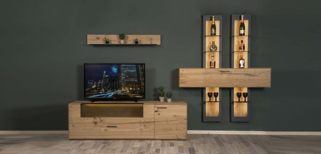 Tv unit with lights