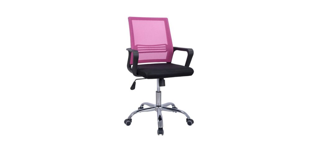 Καρέκλα γραφείου σε μαύρο χρώμα ροζ πλάτη