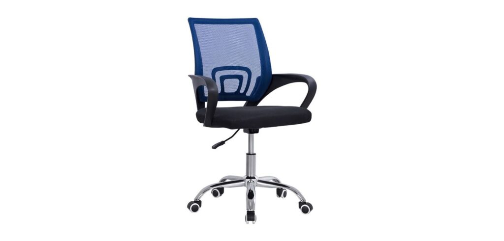 Καρέκλα γραφείου σε μαύρο χρώμα με μπλε πλάτη