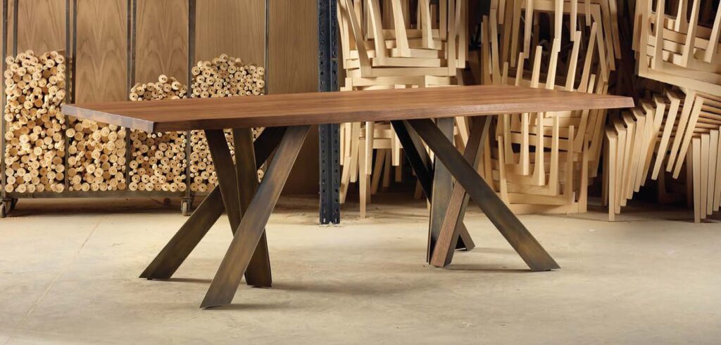 Dining table with metal legs